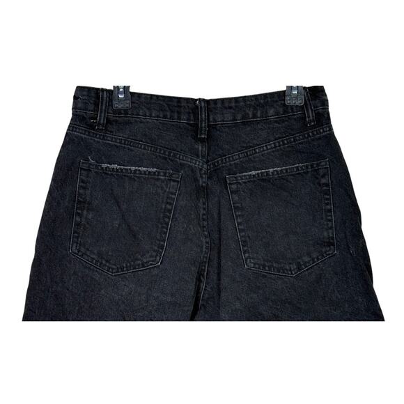 Zara High Waisted Loose Fit Classic Cotton Denim Jean Shorts 10 Black #3805 - Picture 5 of 15